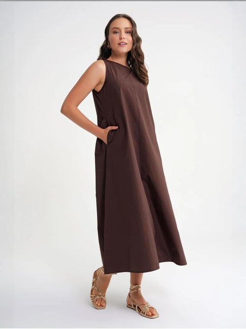 Vestido largo de corte relajado con cierre de botones y bolsillos mixray - Kiabi Vestido largo de corte relajado con cierre de botones y bolsillos mixray - Kiabi