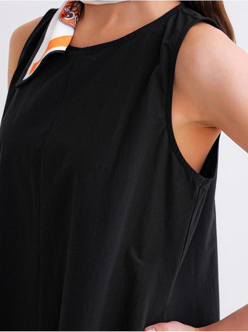 Vestido largo de corte relajado con cierre de botones y bolsillos mixray Negro - Kiabi