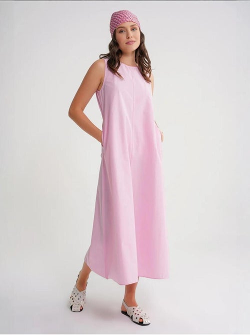 Vestido largo de corte relajado con cierre de botones y bolsillos mixray - Kiabi Vestido largo de corte relajado con cierre de botones y bolsillos mixray - Kiabi
