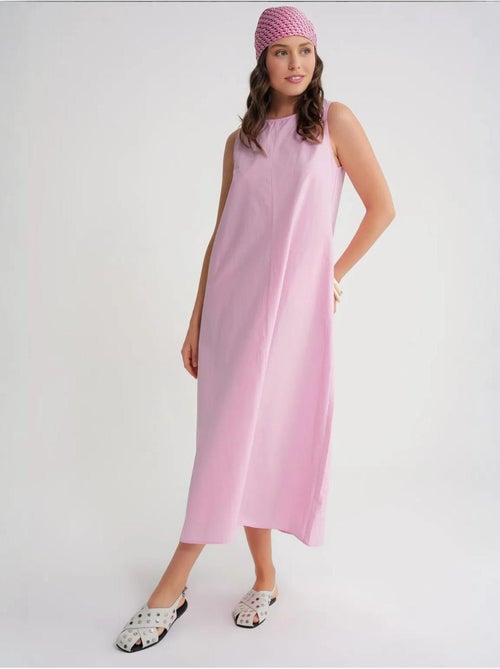 Vestido largo de corte relajado con cierre de botones y bolsillos mixray - Kiabi Vestido largo de corte relajado con cierre de botones y bolsillos mixray - Kiabi