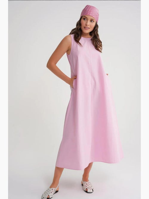 Vestido largo de corte relajado con cierre de botones y bolsillos mixray - Kiabi Vestido largo de corte relajado con cierre de botones y bolsillos mixray - Kiabi