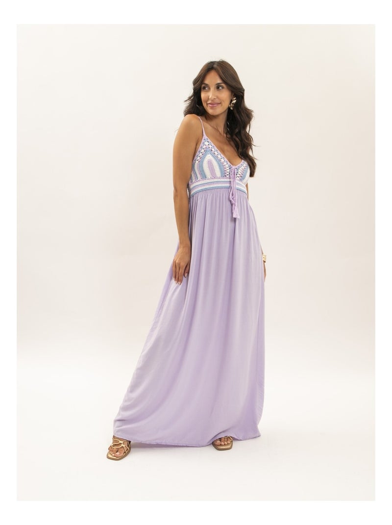 Vestido largo de crochet IVELLE Violeta - Kiabi