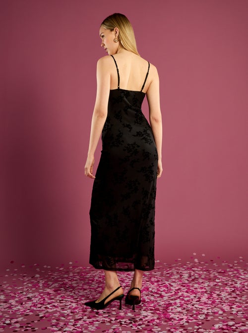 Vestido largo de encaje con estampado floral - Kiabi