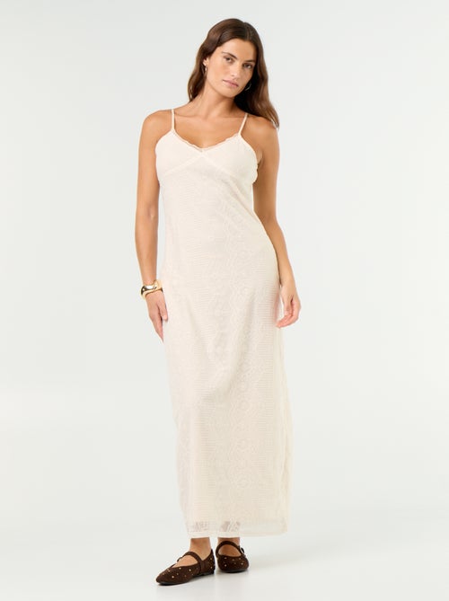 Vestido largo de encaje con tirantes finos - Kiabi Vestido largo de encaje con tirantes finos - Kiabi
