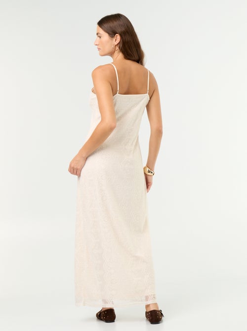 Vestido largo de encaje con tirantes finos - Kiabi Vestido largo de encaje con tirantes finos - Kiabi