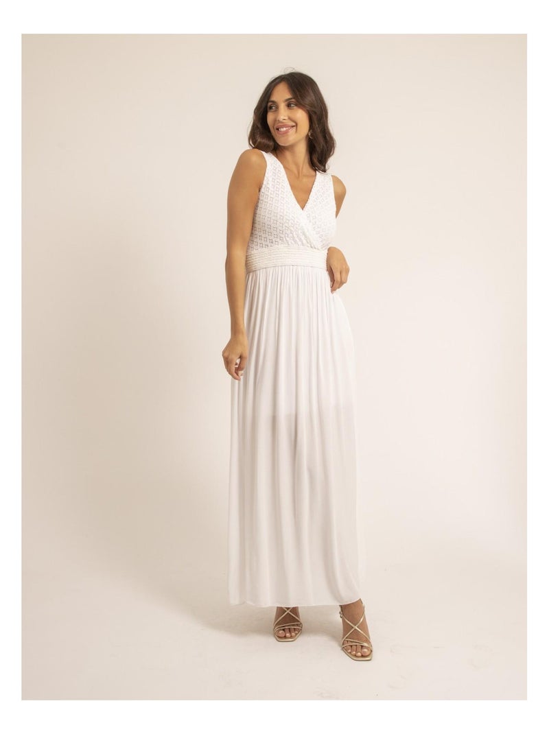 Vestido largo de encaje IPALENE Blanco - Kiabi