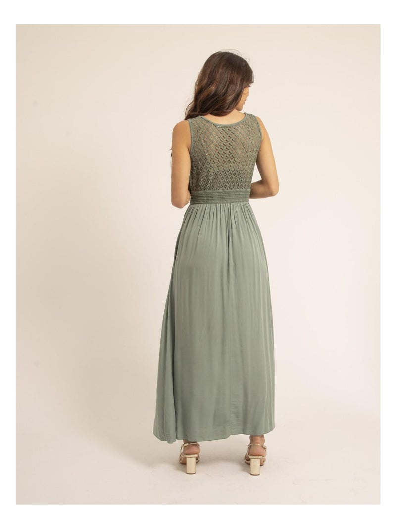 Vestido largo de encaje IPALENE Caqui - Kiabi