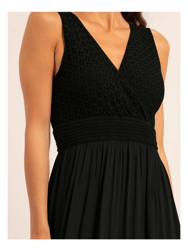 Vestido largo de encaje IPALENE Negro - Kiabi