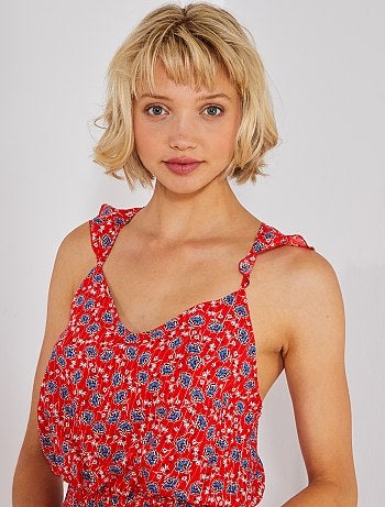 Vestido largo de flores con hilo brillante - Kiabi