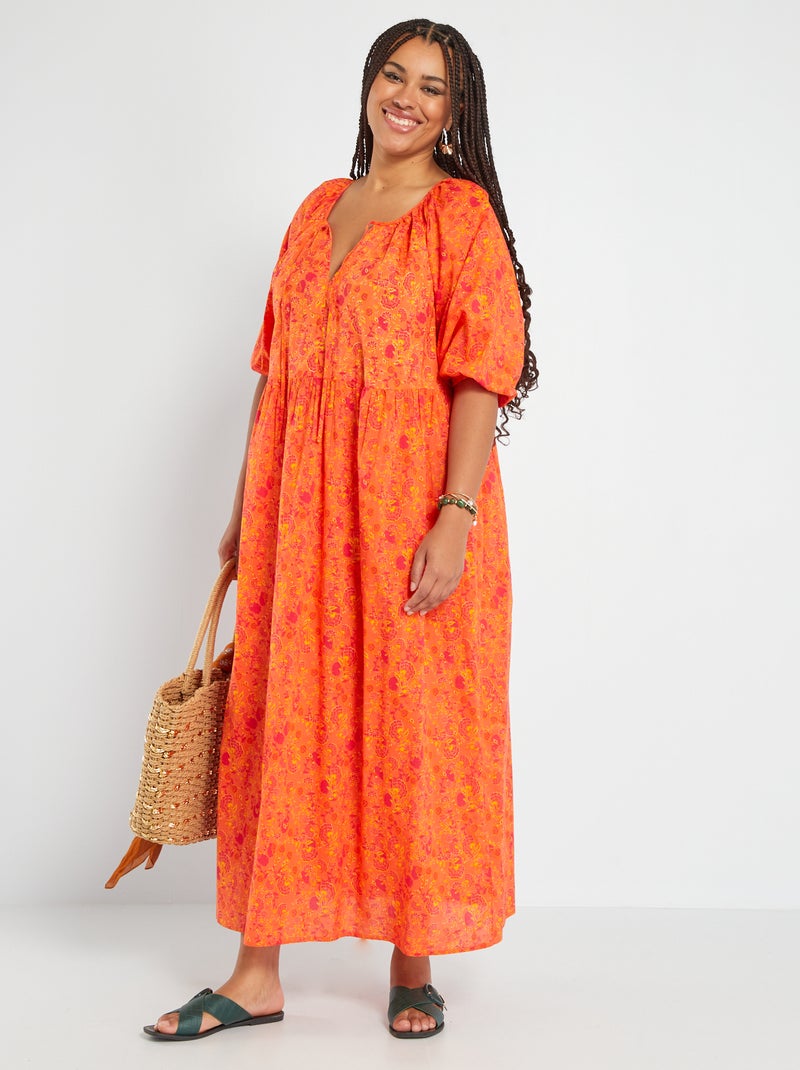 Vestido largo de 'flores' NARANJA - Kiabi