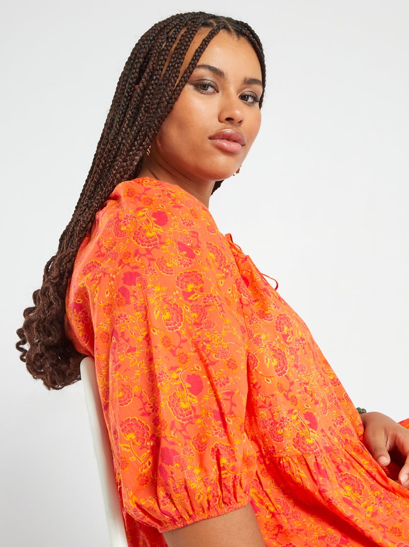 Vestido largo de 'flores' NARANJA - Kiabi
