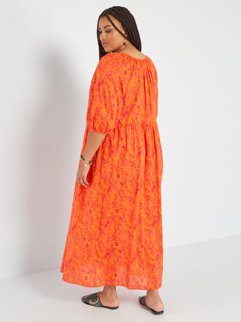 Vestido largo de 'flores' NARANJA - Kiabi