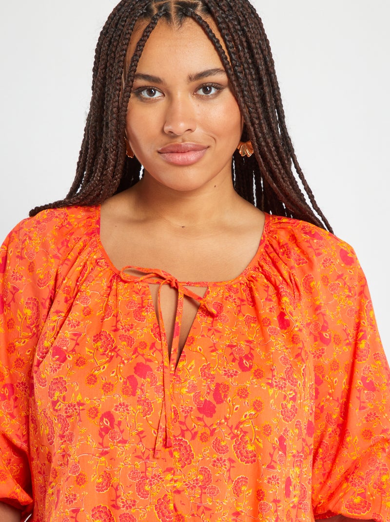 Vestido largo de 'flores' NARANJA - Kiabi