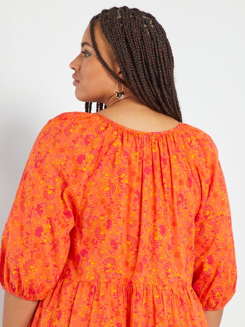 Vestido largo de 'flores' NARANJA - Kiabi