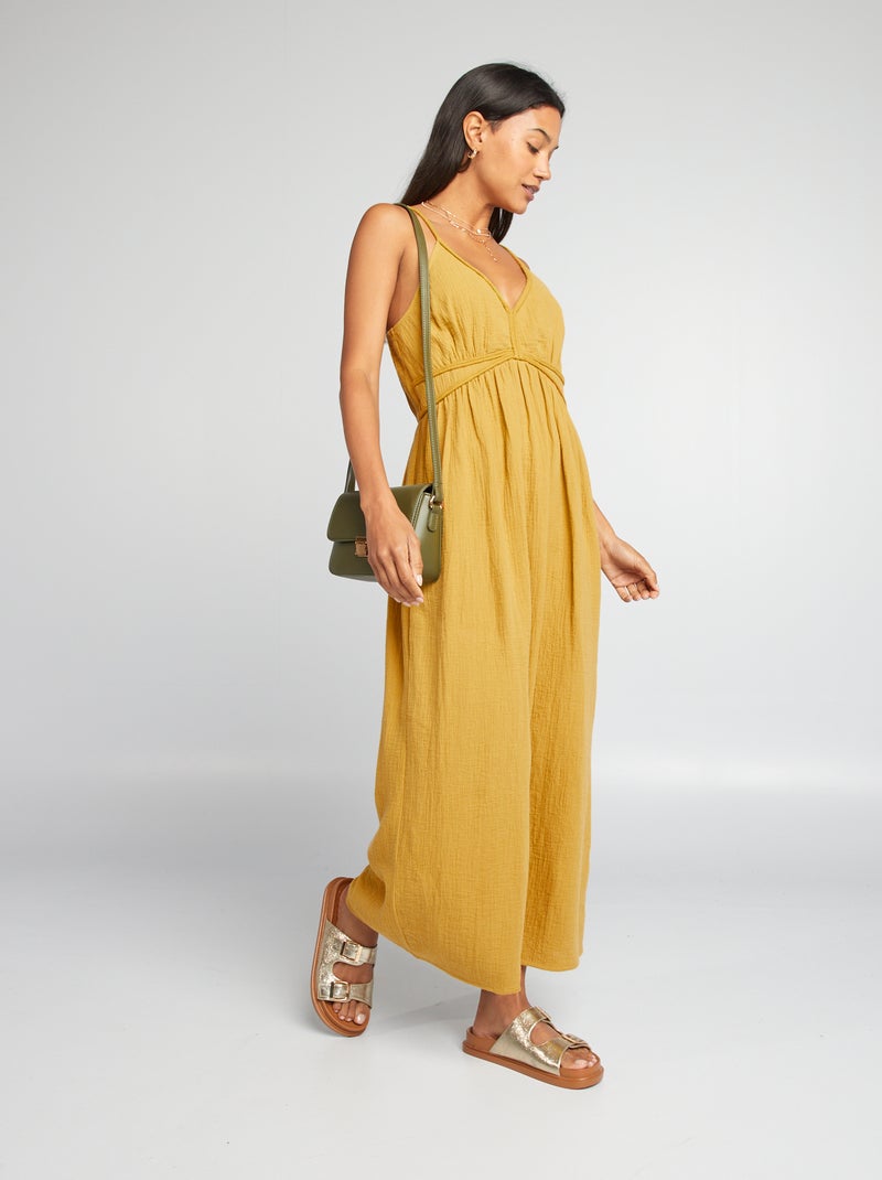 Vestido largo de gasa de algodón AMARILLO - Kiabi