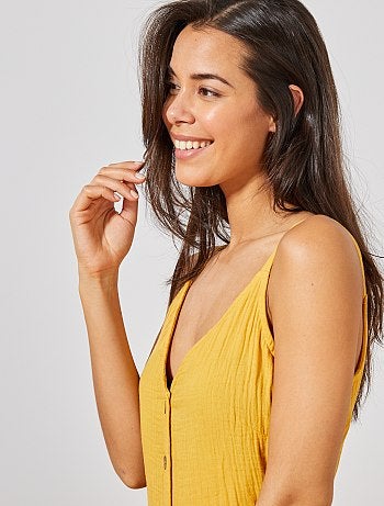 Vestido largo de gasa de algodón - Kiabi