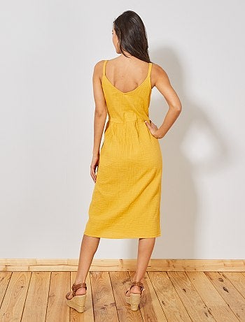 Vestido largo de gasa de algodón - Kiabi