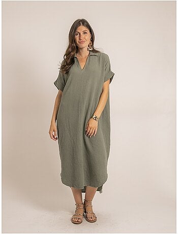 Vestido largo de gasa de algodón IPELOR