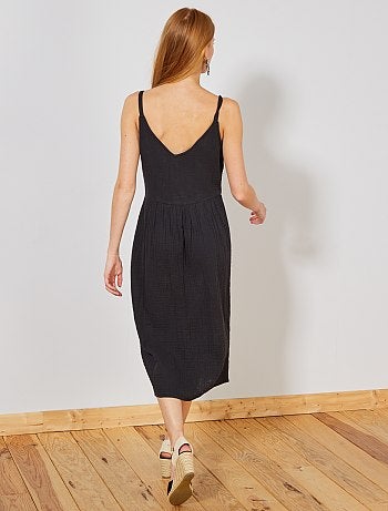 Vestido largo de gasa de algodón - Kiabi