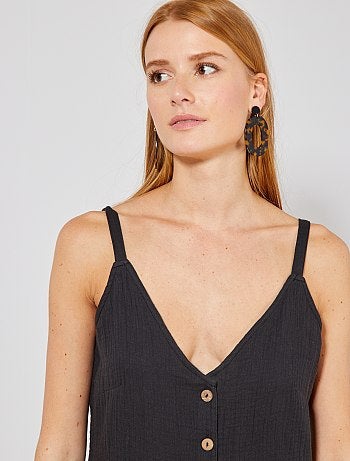 Vestido largo de gasa de algodón - Kiabi