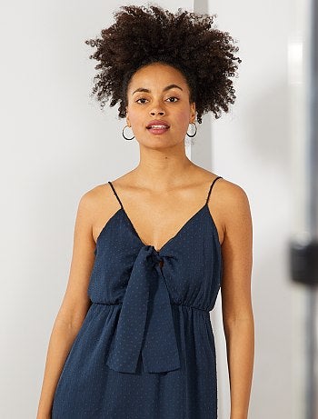 Vestido largo de gasa de plumeti - Kiabi