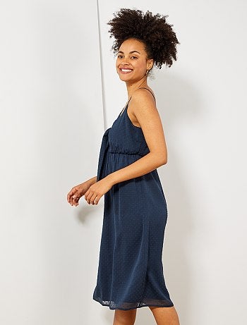 Vestido largo de gasa de plumeti - Kiabi