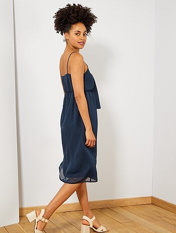 Vestido largo de gasa de plumeti - Kiabi