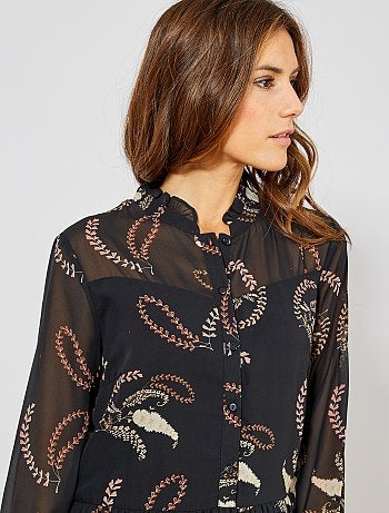 Vestido largo de gasa florido - Kiabi