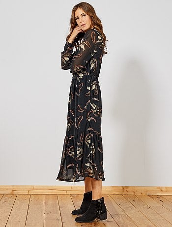 Vestido largo de gasa florido - Kiabi