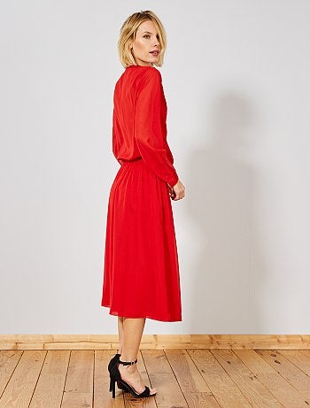 Vestido largo de gasa - Kiabi