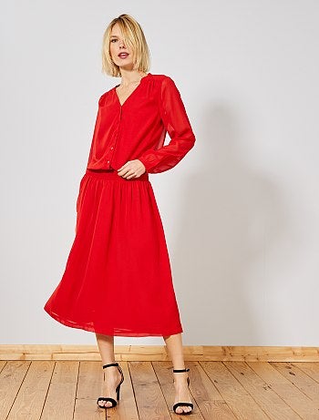 Vestido largo de gasa - Kiabi