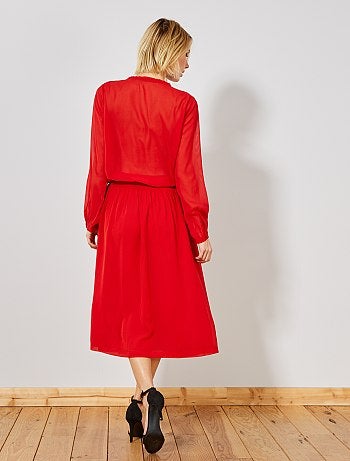 Vestido largo de gasa - Kiabi