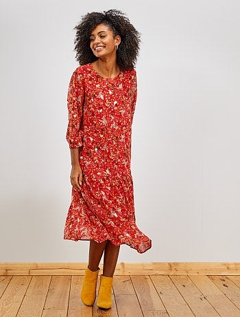 Vestido largo de gasa - Kiabi