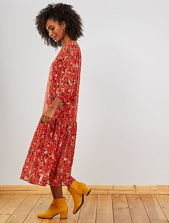 Vestido largo de gasa - Kiabi