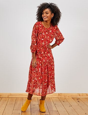 Vestido largo de gasa - Kiabi