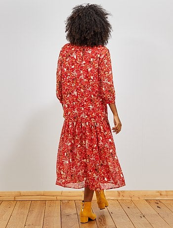 Vestido largo de gasa - Kiabi