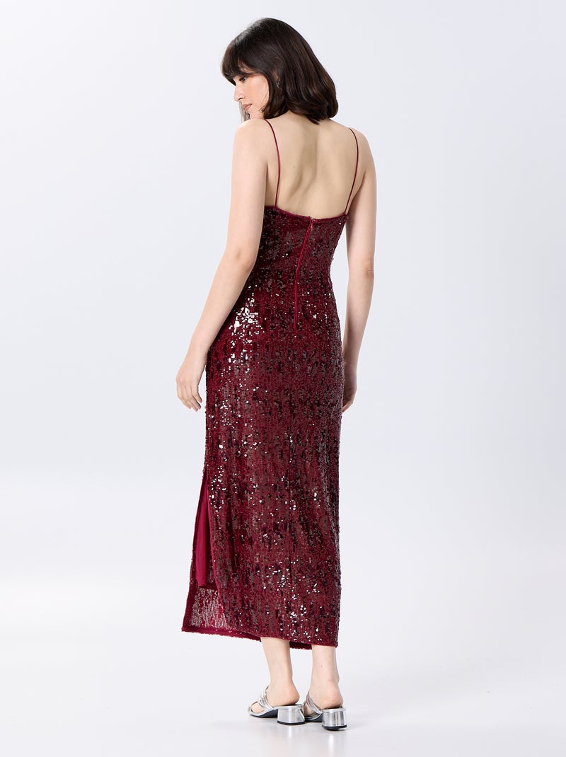Vestido largo de lentejuelas Rojo - Kiabi
