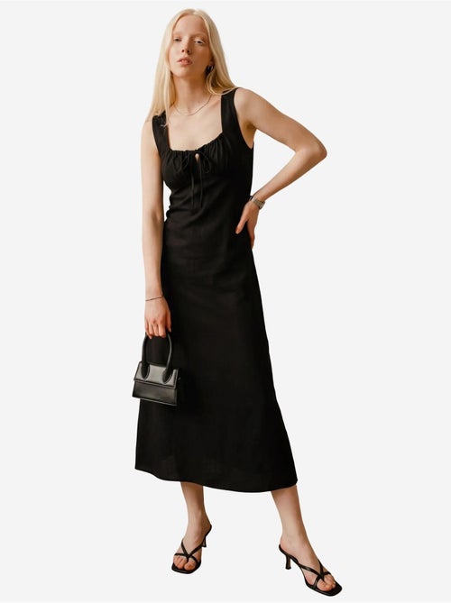 Vestido largo de lino con detalle de lazo my fashion - Kiabi