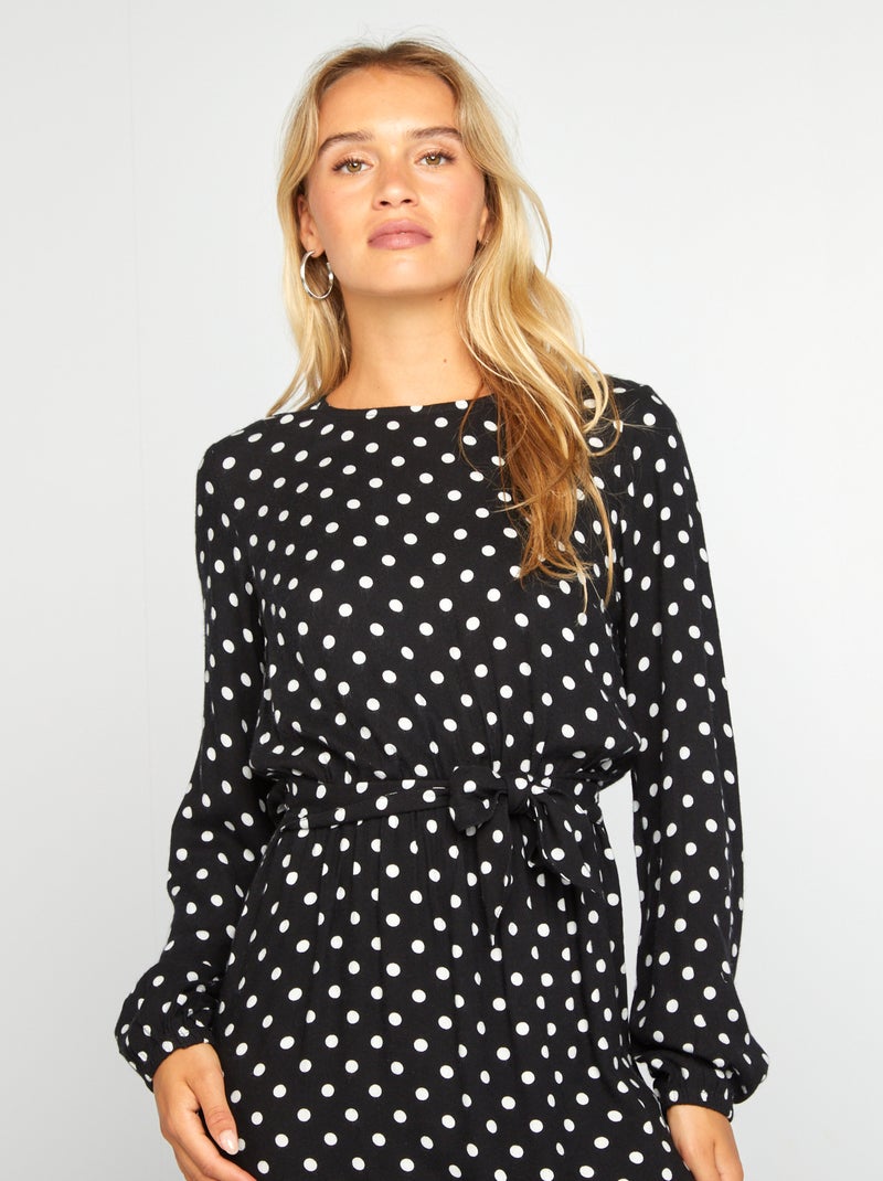 Vestido largo de lunares NEGRO - Kiabi