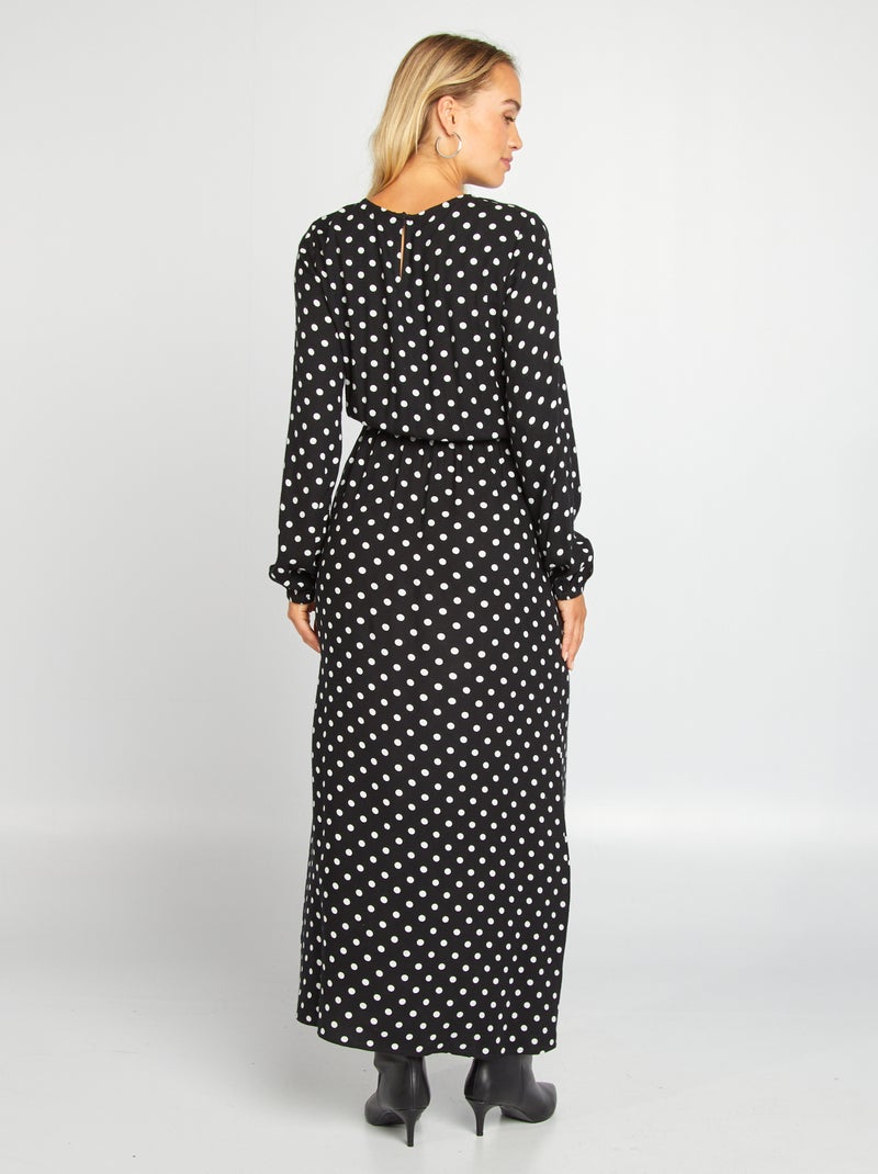 Vestido largo de lunares NEGRO - Kiabi