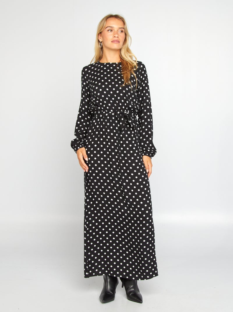 Vestido largo de lunares NEGRO - Kiabi
