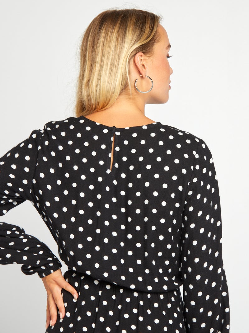 Vestido largo de lunares NEGRO - Kiabi