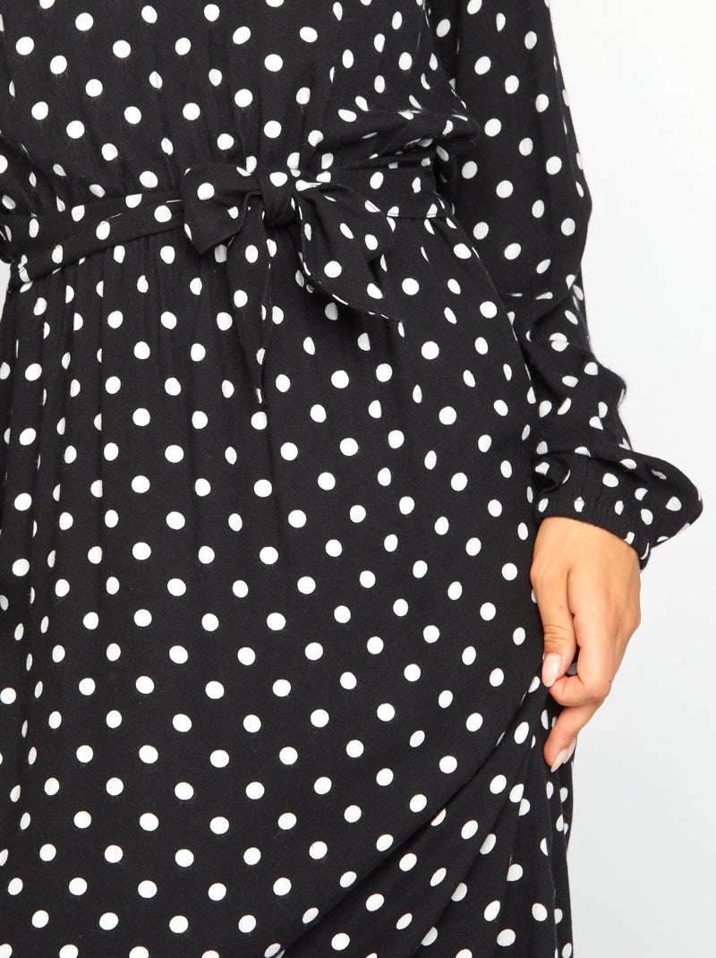 Vestido largo de lunares NEGRO - Kiabi