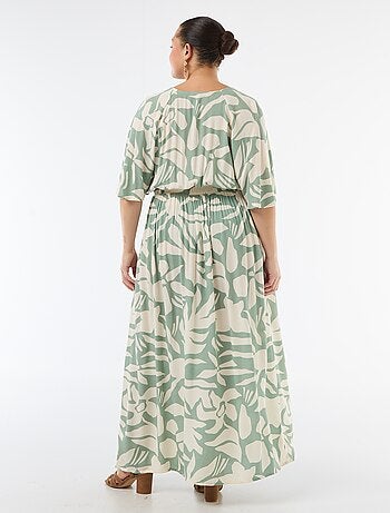 Vestido largo de manga corta en tejido crepé