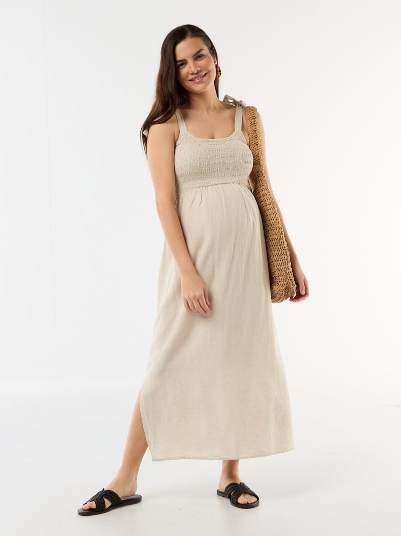 Vestido largo de maternidad con espalda descubierta Blanco - Kiabi