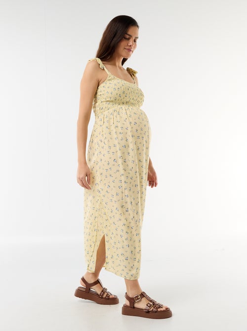 Vestido largo de maternidad smock - Kiabi
