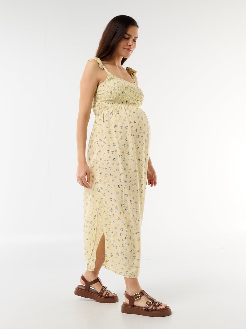Vestido largo de maternidad smock Amarillo - Kiabi