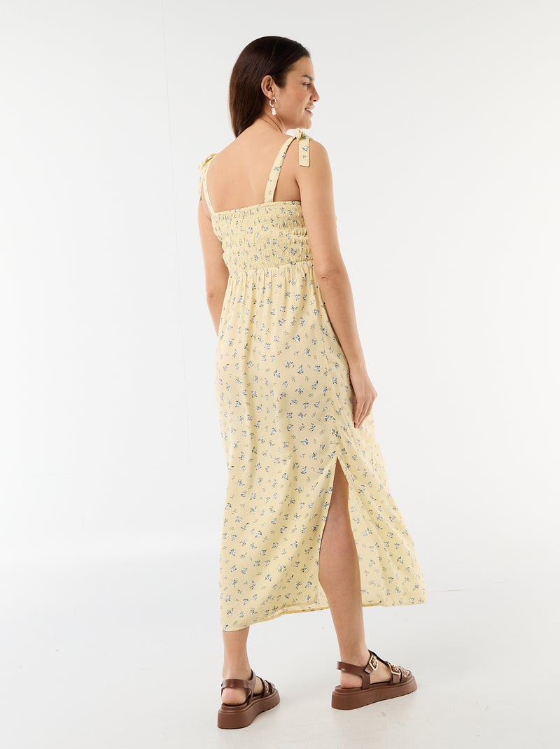 Vestido largo de maternidad smock Amarillo - Kiabi