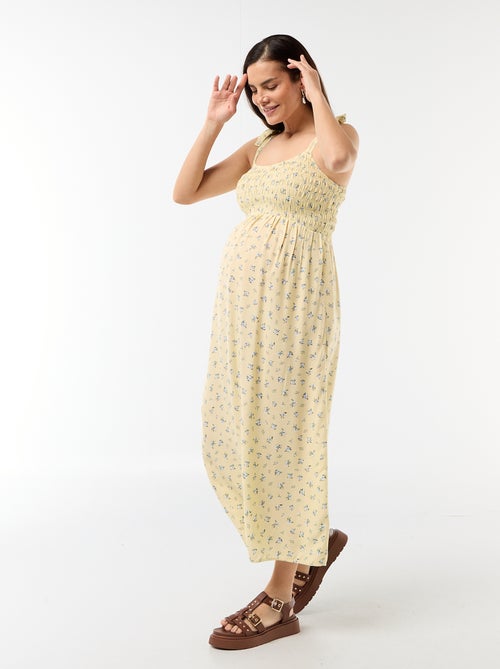 Vestido largo de maternidad smock - Kiabi