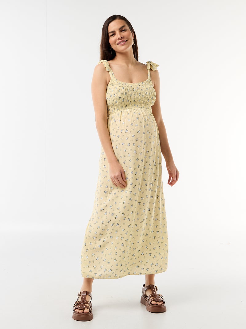 Vestido largo de maternidad smock Amarillo - Kiabi
